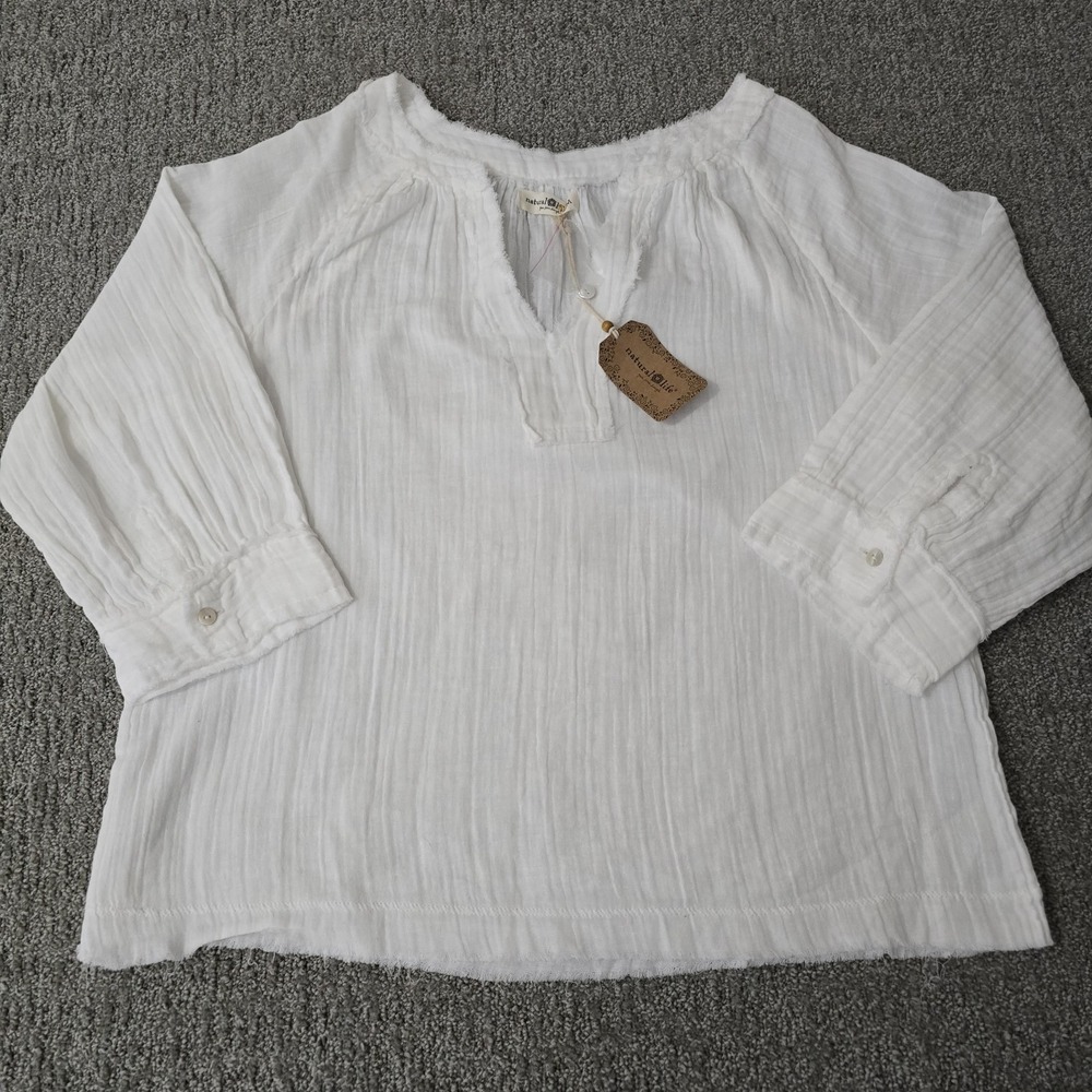 Natural Life M White Cotton Gauze Peasant Blouse NWT Boho Coastal Cottagecore